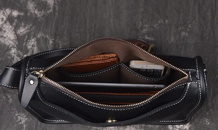 Vintage Leather Mens Messenger Bag Shoulder Bag For Men