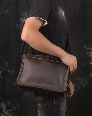 Vintage Leather Mens Messenger Bag Shoulder Bag For Men