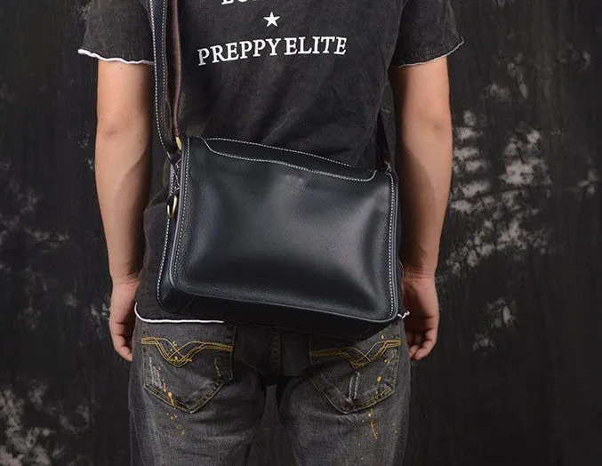 Vintage Leather Mens Messenger Bag Shoulder Bag For Men