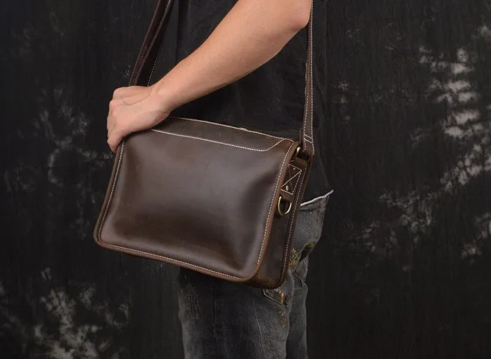 Vintage Leather Mens Messenger Bag Shoulder Bag For Men