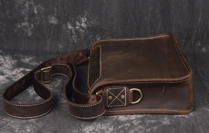 Vintage Leather Mens Messenger Bag Shoulder Bag For Men