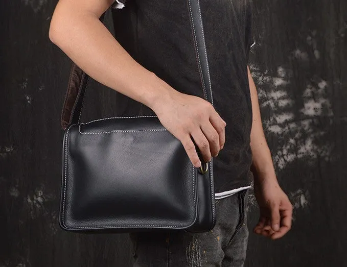 Vintage Leather Mens Messenger Bag Shoulder Bag For Men