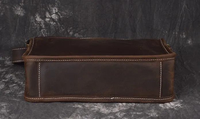 Vintage Leather Mens Messenger Bag Shoulder Bag For Men