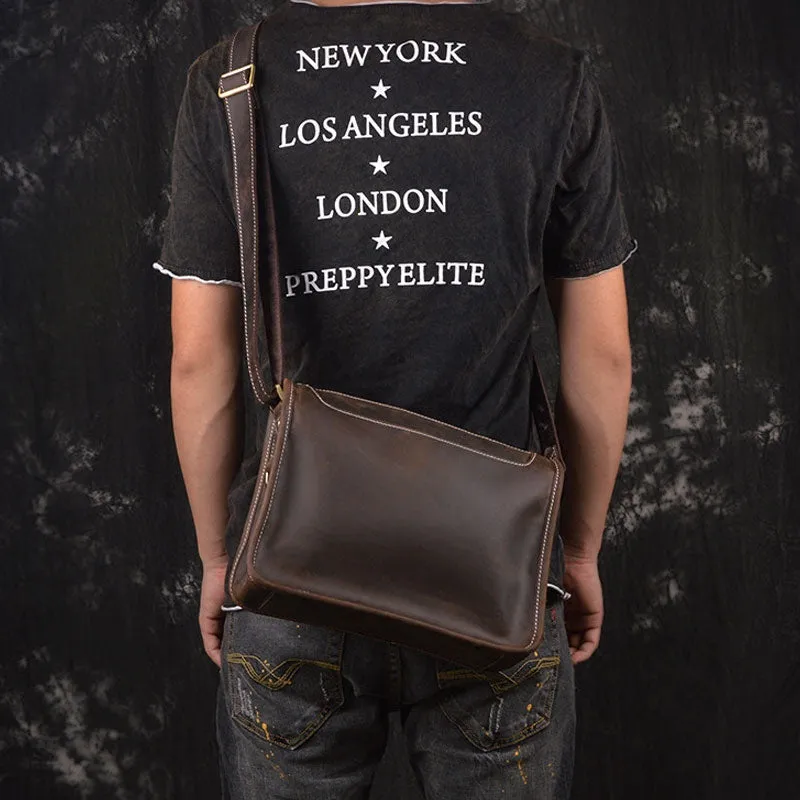 Vintage Leather Mens Messenger Bag Shoulder Bag For Men