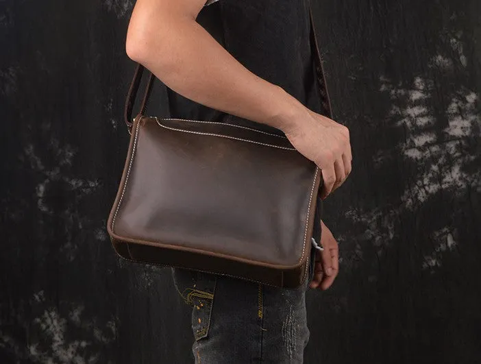 Vintage Leather Mens Messenger Bag Shoulder Bag For Men