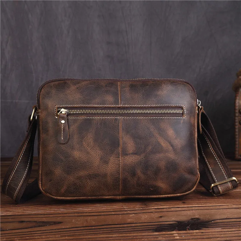 Vintage Leather Messenger Bag Shoulder Bag CrossBody Bag For Men