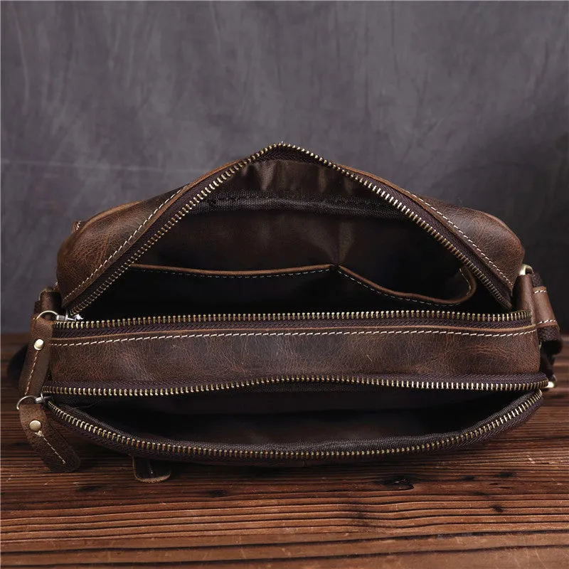 Vintage Leather Messenger Bag Shoulder Bag CrossBody Bag For Men