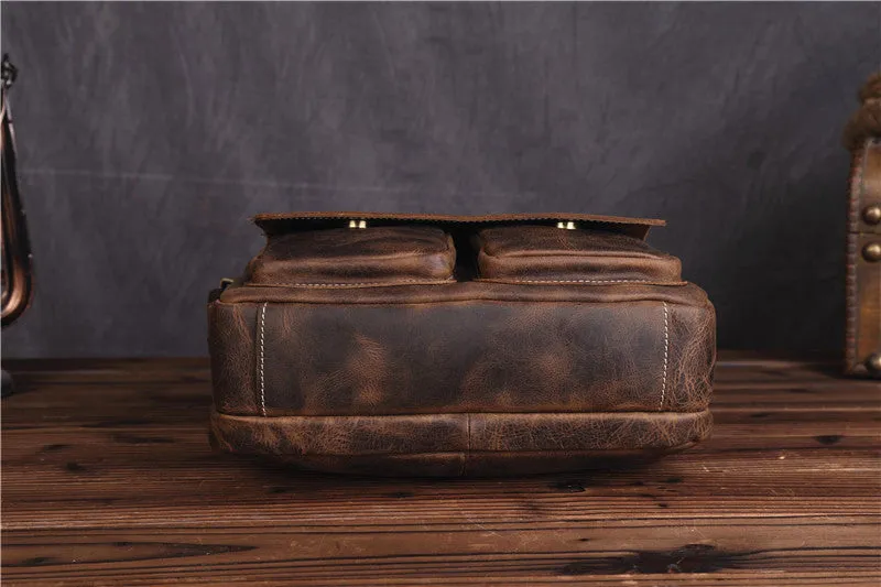 Vintage Leather Messenger Bag Shoulder Bag CrossBody Bag For Men