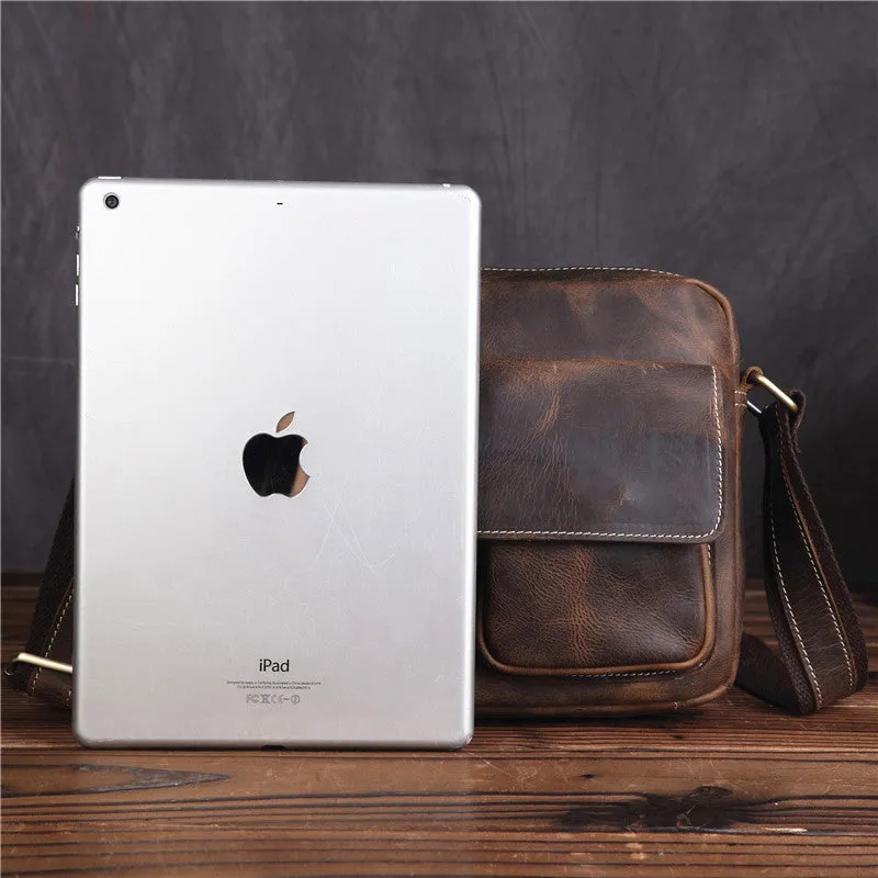 Vintage Leather Messenger Bag Shoulder Bag CrossBody Bag For Men
