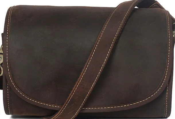 Vintage Leather Saddle Messenger Bag Mens Side Bag Postman Bag For Men