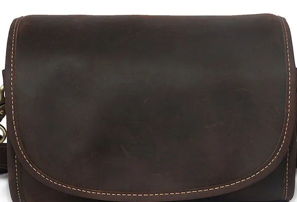 Vintage Leather Saddle Messenger Bag Mens Side Bag Postman Bag For Men