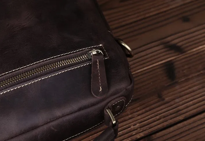 Vintage Leather Small Handbag Messenger Bag Shoulder Bag For Men