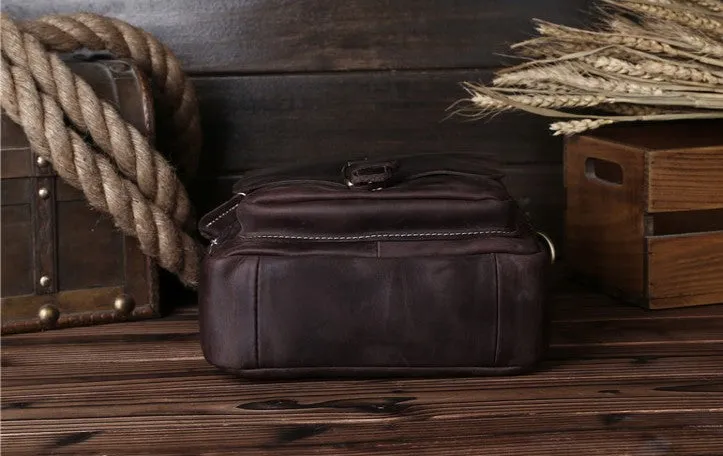 Vintage Leather Small Handbag Messenger Bag Shoulder Bag For Men