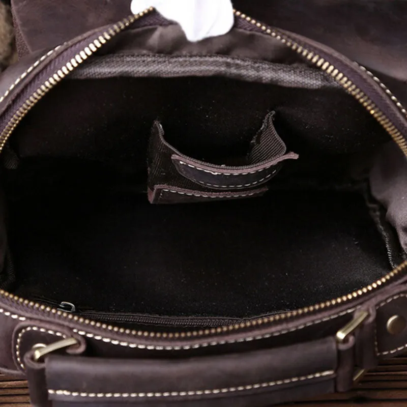 Vintage Leather Small Handbag Messenger Bag Shoulder Bag For Men