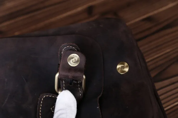 Vintage Leather Small Handbag Messenger Bag Shoulder Bag For Men
