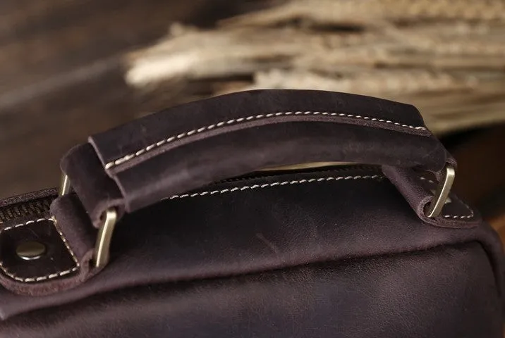 Vintage Leather Small Handbag Messenger Bag Shoulder Bag For Men