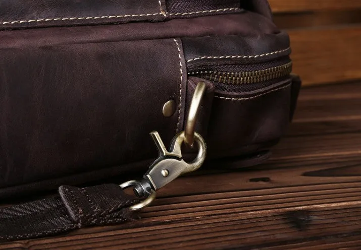 Vintage Leather Small Handbag Messenger Bag Shoulder Bag For Men