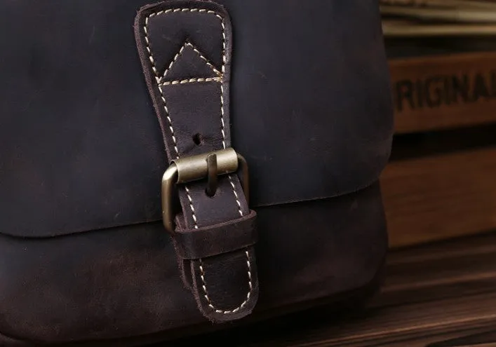 Vintage Leather Small Handbag Messenger Bag Shoulder Bag For Men