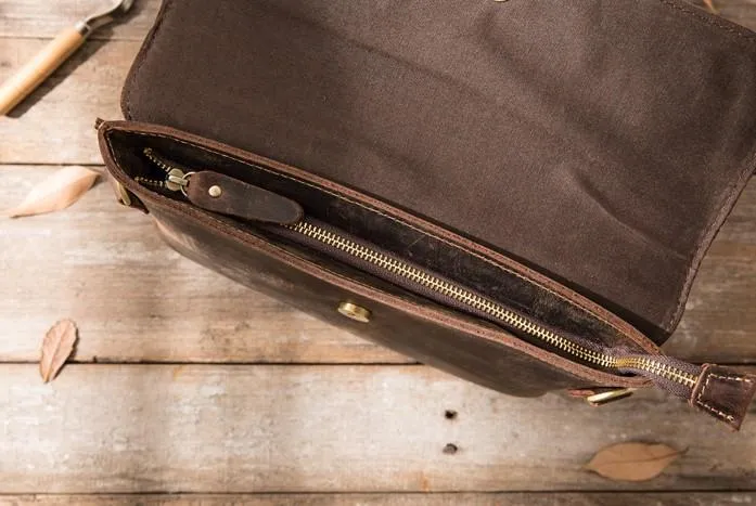 Vintage Leather Small Mens Cool Messenger Bags Small Shoulder Bag for Men