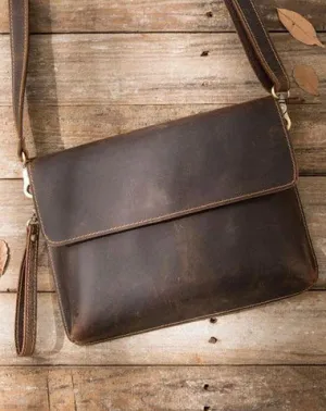 Vintage Leather Small Mens Cool Messenger Bags Small Shoulder Bag for Men