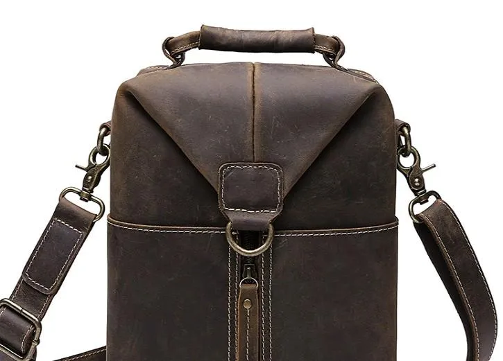 Vintage Leather Small Messenger Bag for men Shoulder Bag for men