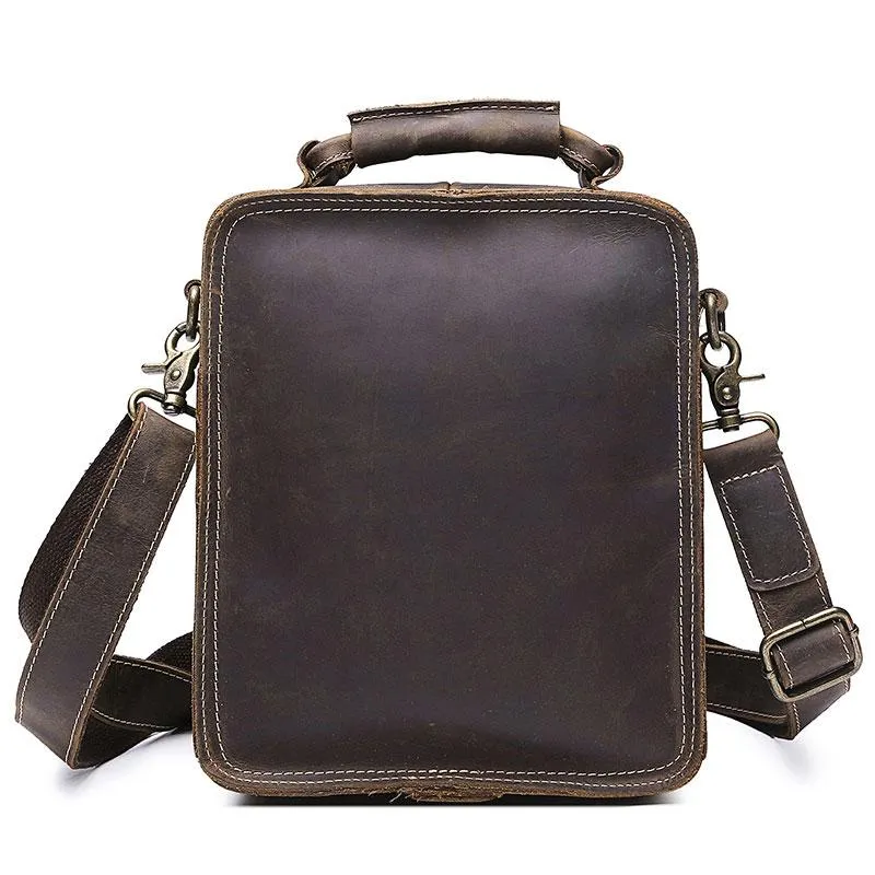 Vintage Leather Small Messenger Bag for men Shoulder Bag for men