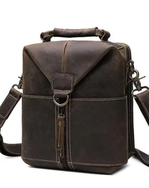 Vintage Leather Small Messenger Bag for men Shoulder Bag for men