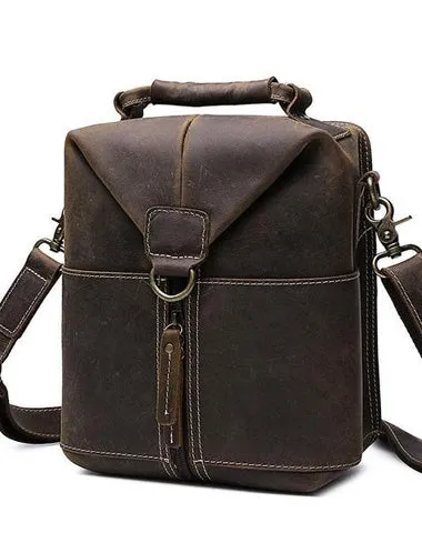 Vintage Leather Small Messenger Bag for men Shoulder Bag for men