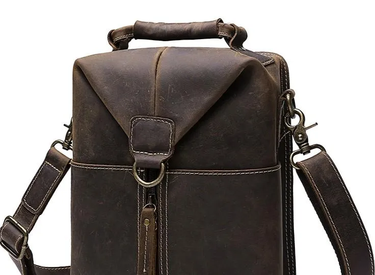 Vintage Leather Small Messenger Bag for men Shoulder Bag for men