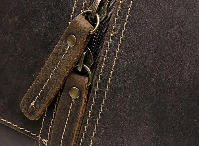 Vintage Leather Small Messenger Bag for men Shoulder Bag for men