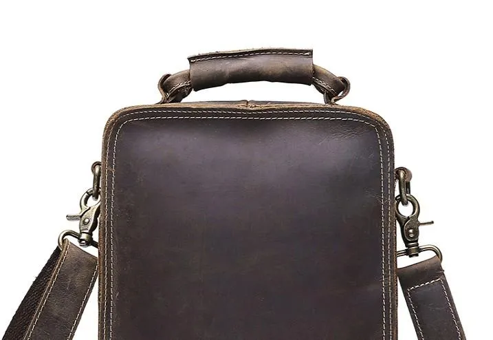 Vintage Leather Small Messenger Bag for men Shoulder Bag for men
