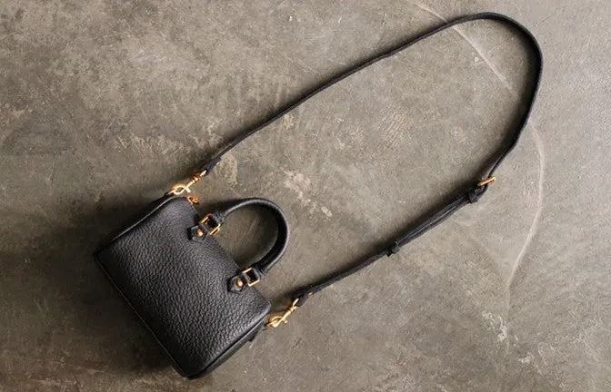 Vintage LEATHER WOMEN Mini Boston Handbag Purse SHOULDER BAG Purses FOR WOMEN