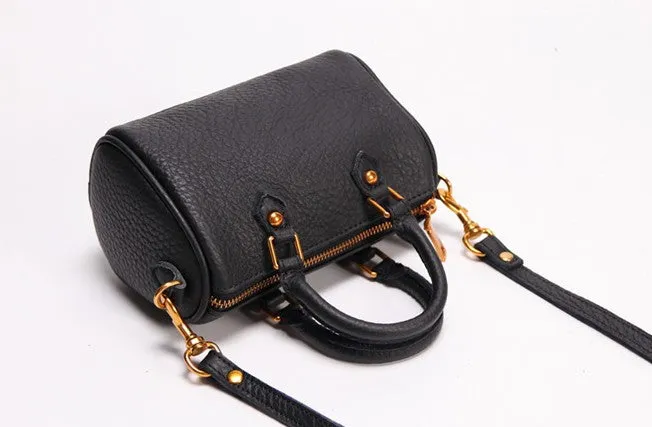Vintage LEATHER WOMEN Mini Boston Handbag Purse SHOULDER BAG Purses FOR WOMEN