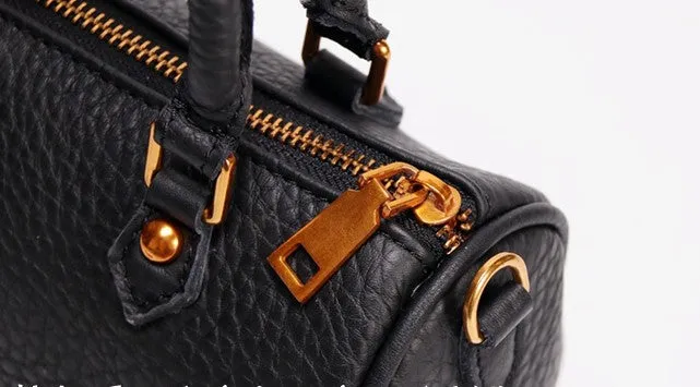 Vintage LEATHER WOMEN Mini Boston Handbag Purse SHOULDER BAG Purses FOR WOMEN