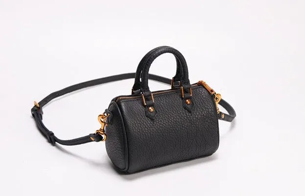 Vintage LEATHER WOMEN Mini Boston Handbag Purse SHOULDER BAG Purses FOR WOMEN