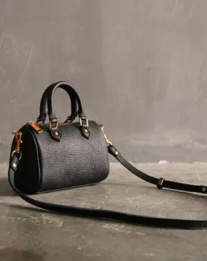 Vintage LEATHER WOMEN Mini Boston Handbag Purse SHOULDER BAG Purses FOR WOMEN