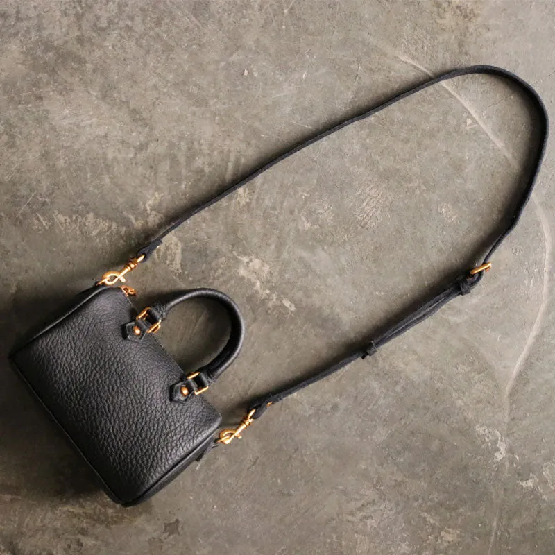 Vintage LEATHER WOMEN Mini Boston Handbag Purse SHOULDER BAG Purses FOR WOMEN