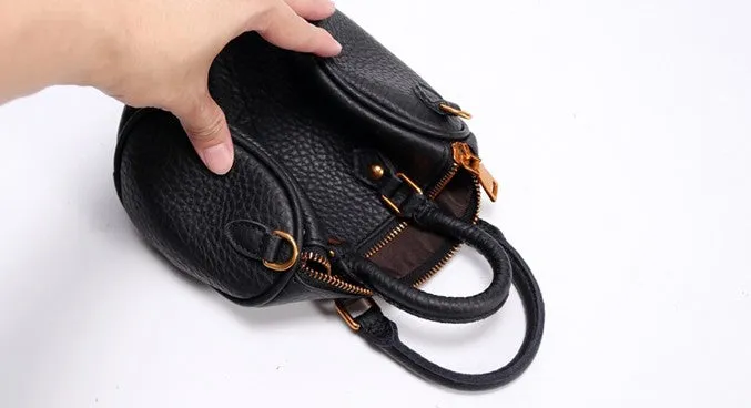Vintage LEATHER WOMEN Mini Boston Handbag Purse SHOULDER BAG Purses FOR WOMEN