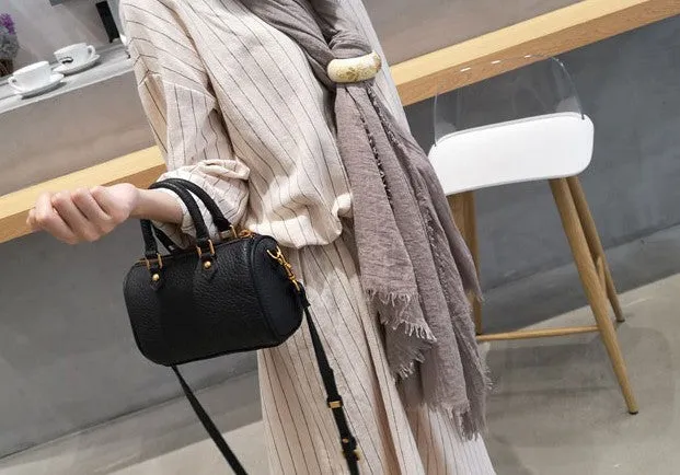 Vintage LEATHER WOMEN Mini Boston Handbag Purse SHOULDER BAG Purses FOR WOMEN