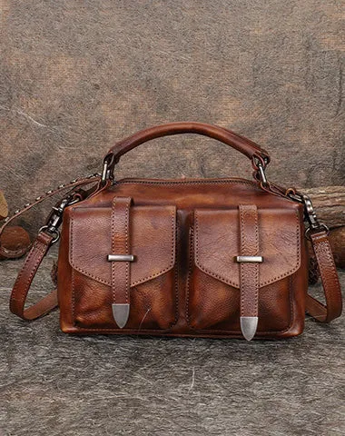 Vintage Leather Womens Satchel Shoulder Bag Handbag Crossbody Purse for Ladies