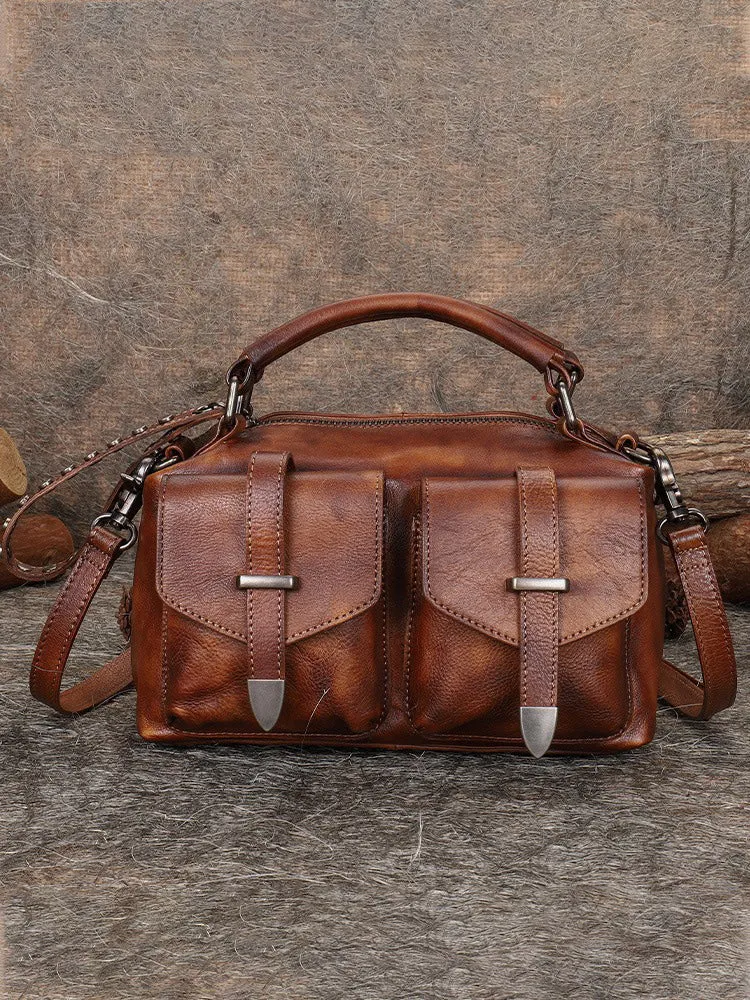 Vintage Leather Womens Satchel Shoulder Bag Handbag Crossbody Purse for Ladies