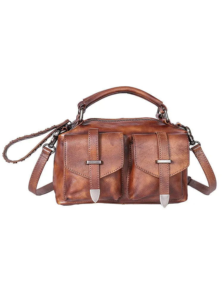 Vintage Leather Womens Satchel Shoulder Bag Handbag Crossbody Purse for Ladies