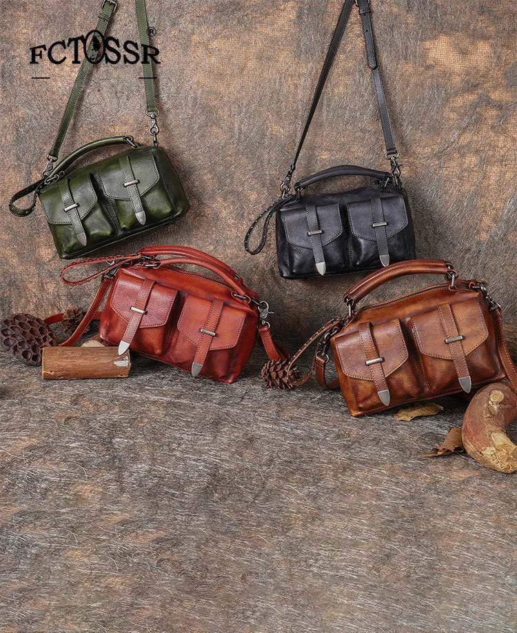 Vintage Leather Womens Satchel Shoulder Bag Handbag Crossbody Purse for Ladies