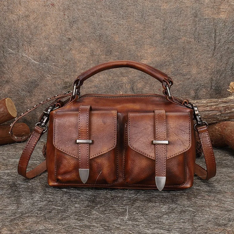Vintage Leather Womens Satchel Shoulder Bag Handbag Crossbody Purse for Ladies