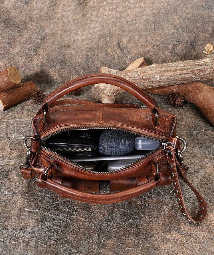 Vintage Leather Womens Satchel Shoulder Bag Handbag Crossbody Purse for Ladies