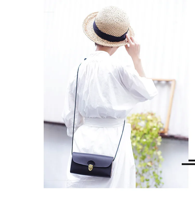 Vintage LEATHER Wooden WOMEN Small Cell Phone SHOULDER BAG Crossbody Purse FOR WOMEN