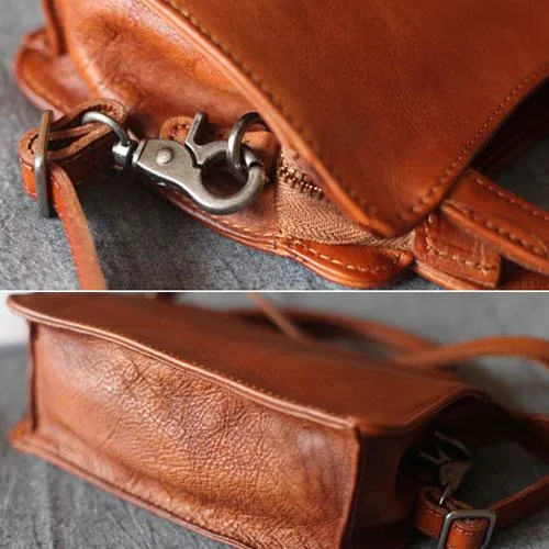 Vintage Womens Brown Leather Top Handle Satchel Small Handbag Black Leather Satchel Shoulder Bag