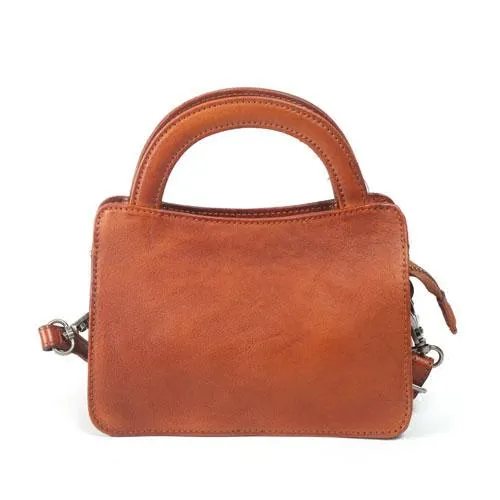 Vintage Womens Brown Leather Top Handle Satchel Small Handbag Black Leather Satchel Shoulder Bag