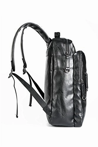 Vintage PU Leather Backpack School College Bookbag Laptop Computer Backpack (Black 2)