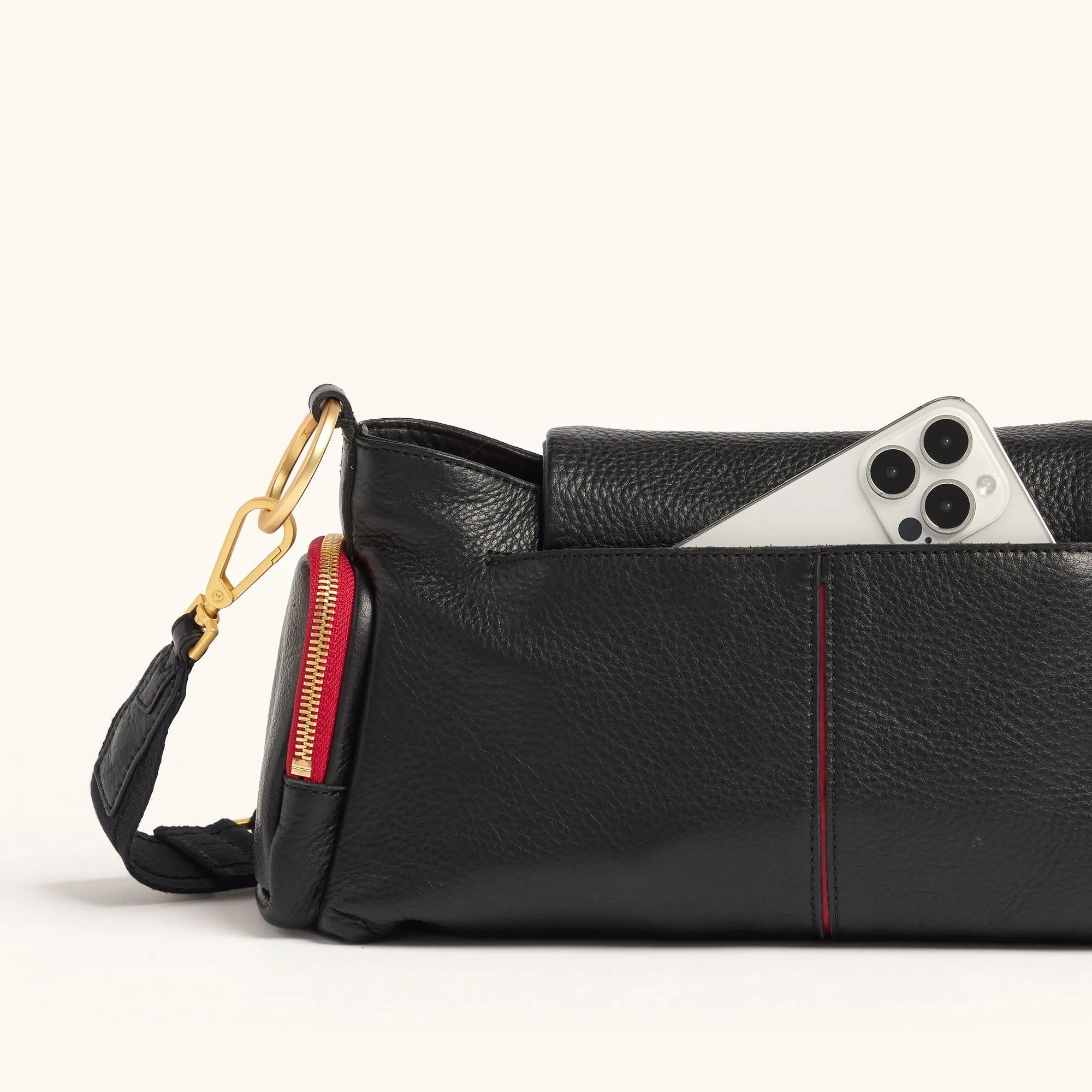 VIP Satchel | Cargo Black/Brushed Gold Red Zip